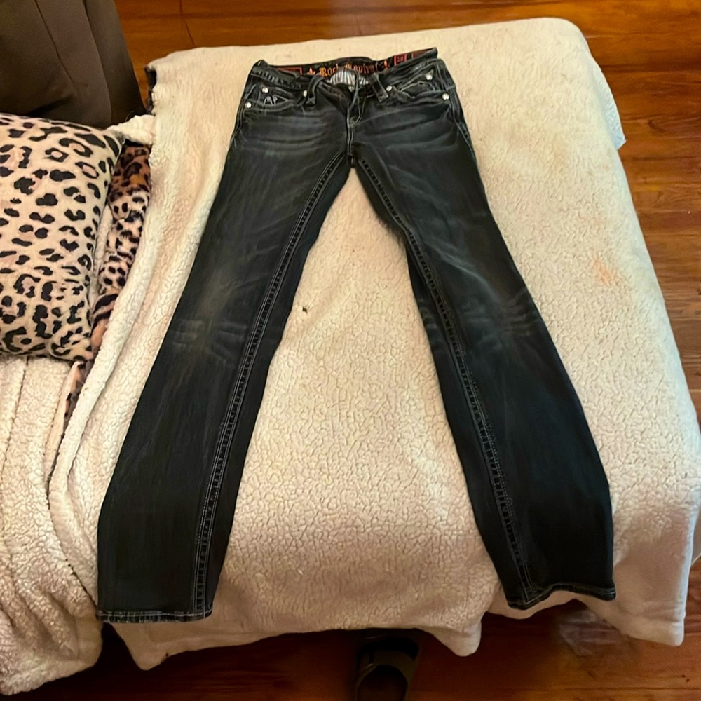 Faded black low waisted and boot cut.